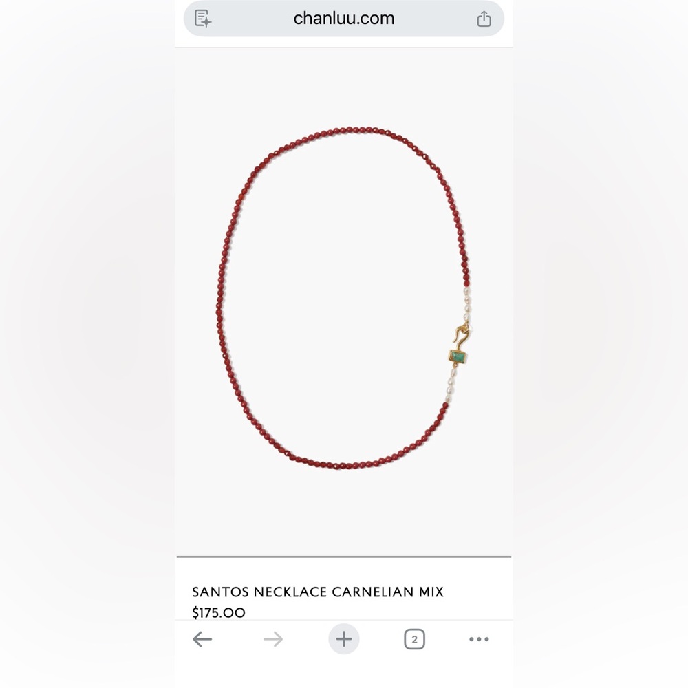 Chan Luu Carnelian Beaded Necklace with Gold Accent - Deep Red